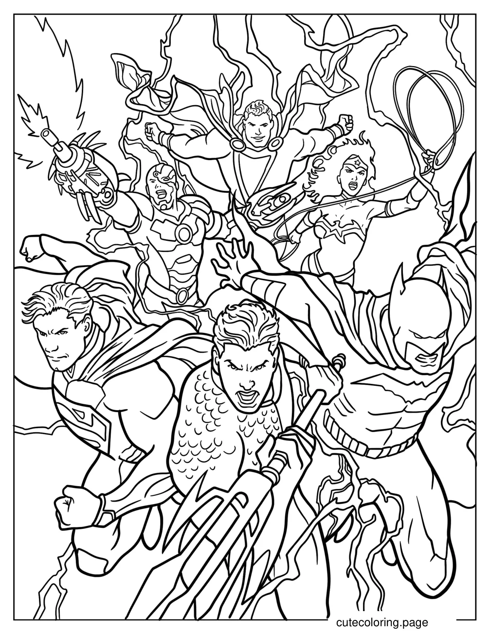 Aquaman Leading The Justice League Coloring Page coloring page