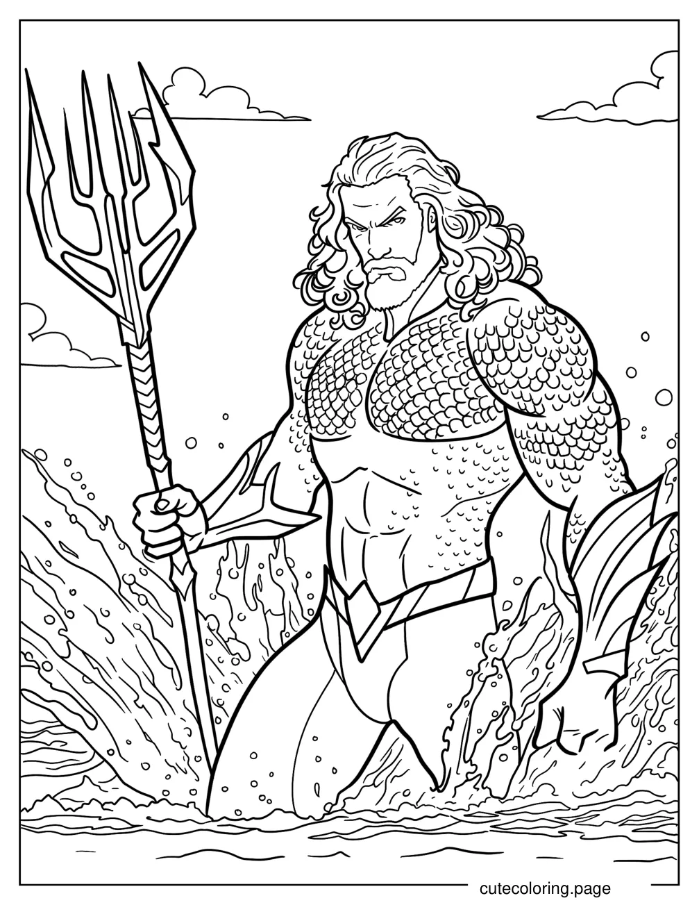 Mighty Aqauaman Out Of The Water Coloring Sheet coloring page