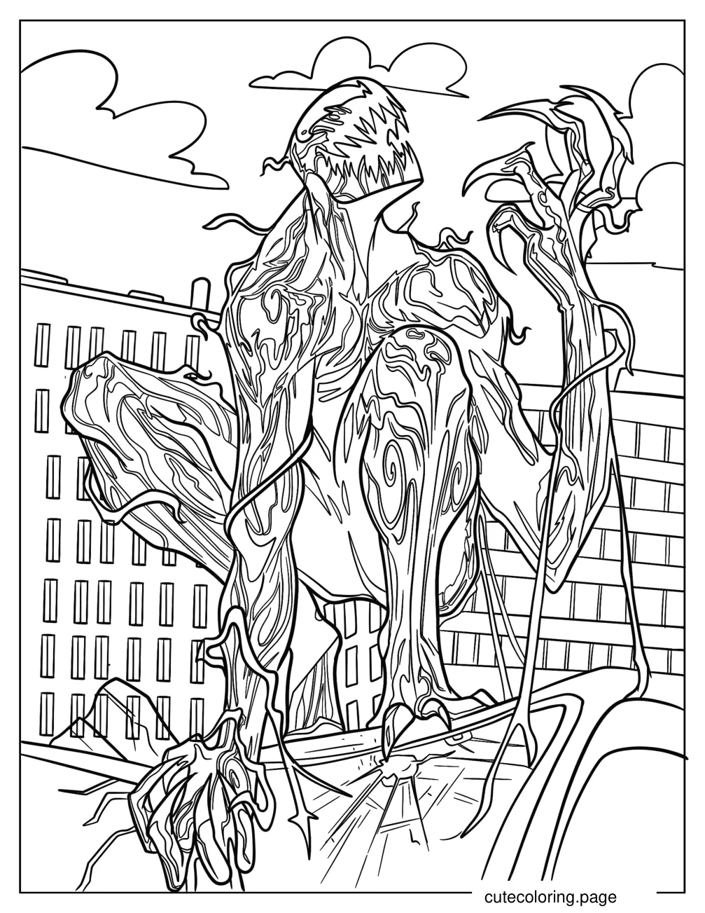 Carnage Growling On Top Of Car coloring page