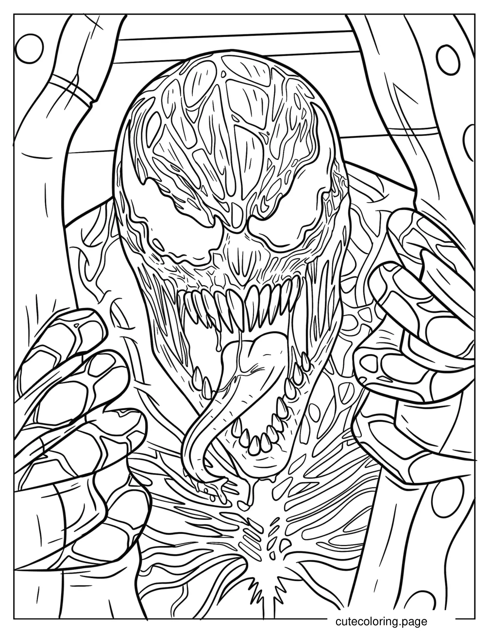 Close Up Of Carnage Growling Coloring Sheet coloring page