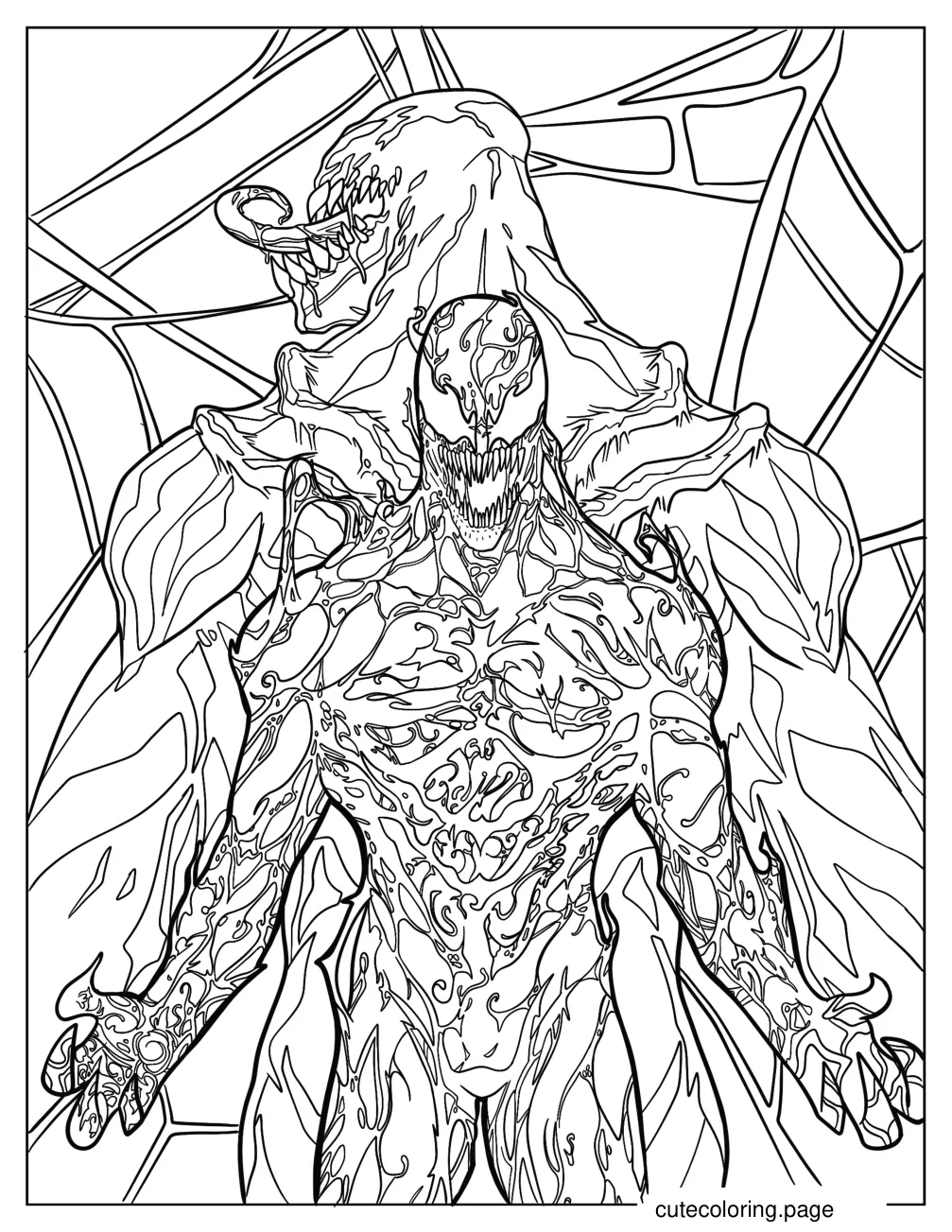 Detailed Carnage In Front Of Venom Coloring Page coloring page