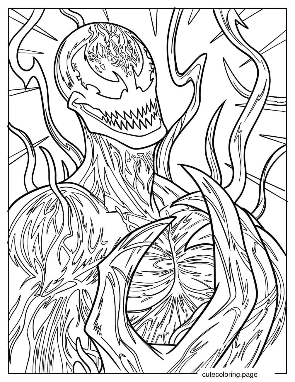 Detailed Close Up Of Carnage Coloring Page coloring page