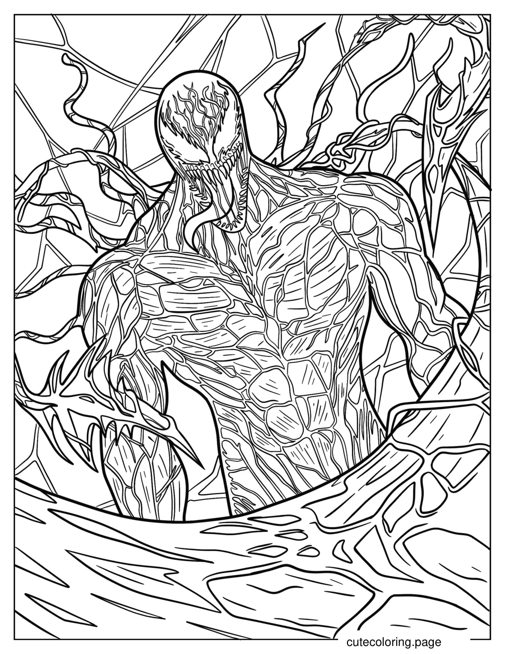 Realistic Carnage With Tongue Out Coloring Page coloring page