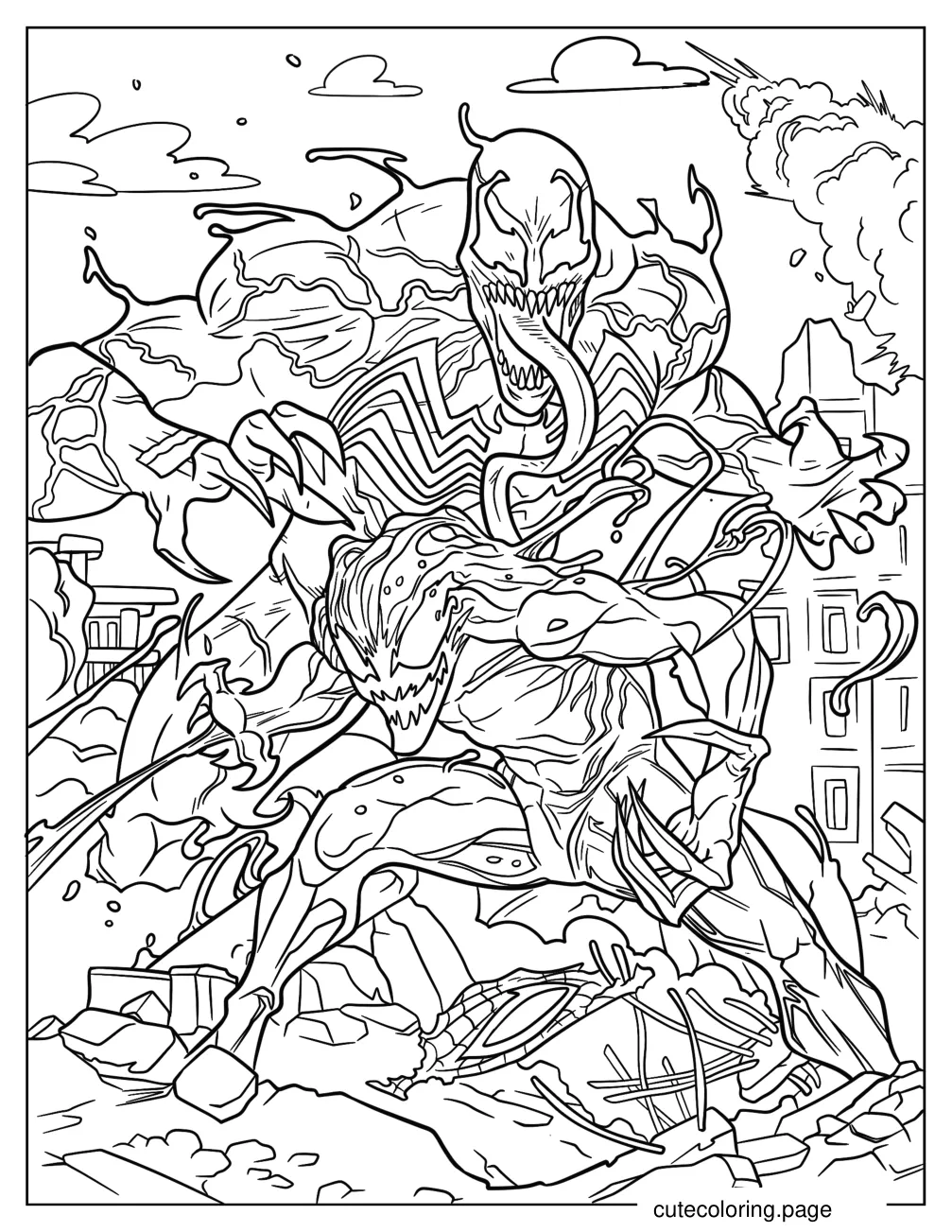 Venom Fighting With Carnage Coloring Page coloring page