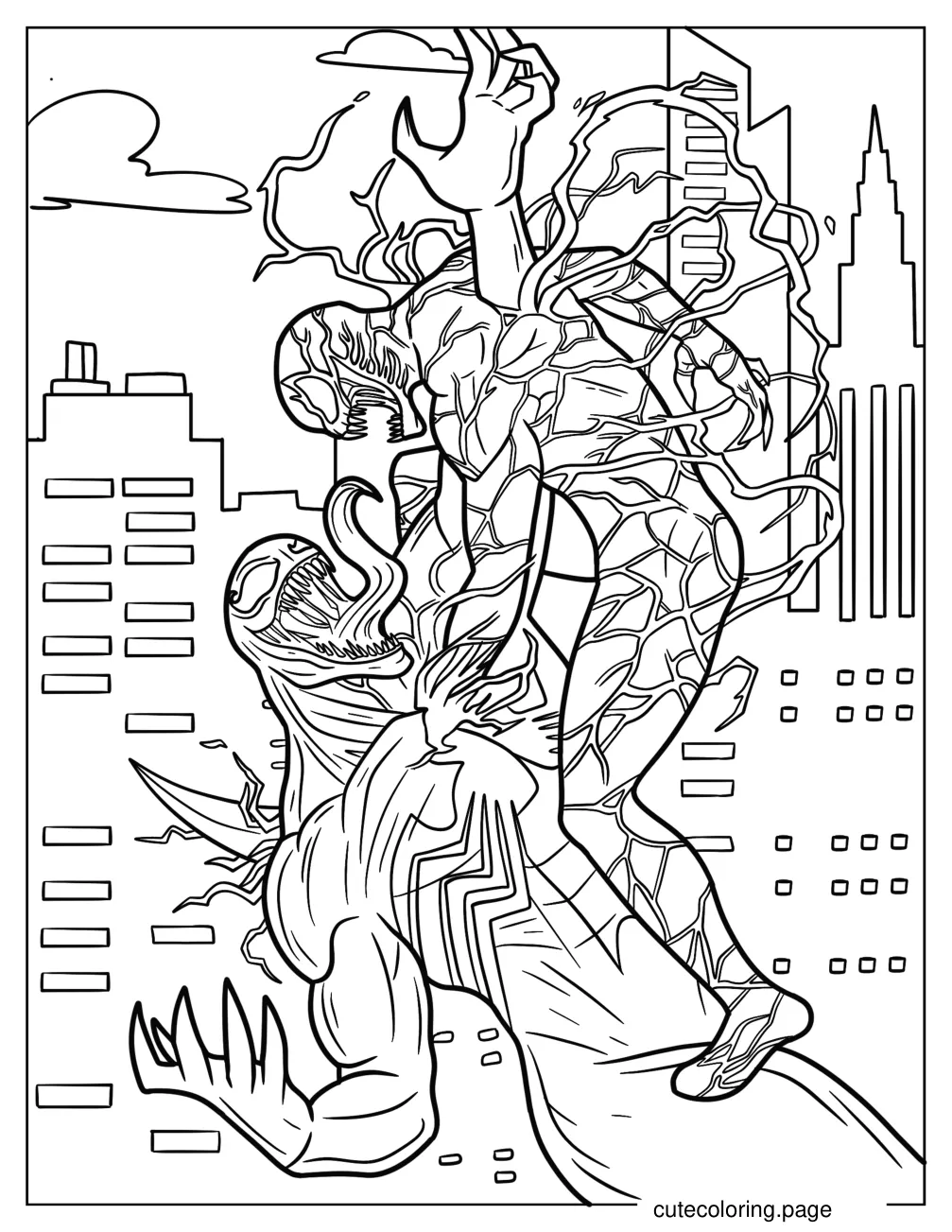 Venom Piercing Carnage Coloring Sheet coloring page