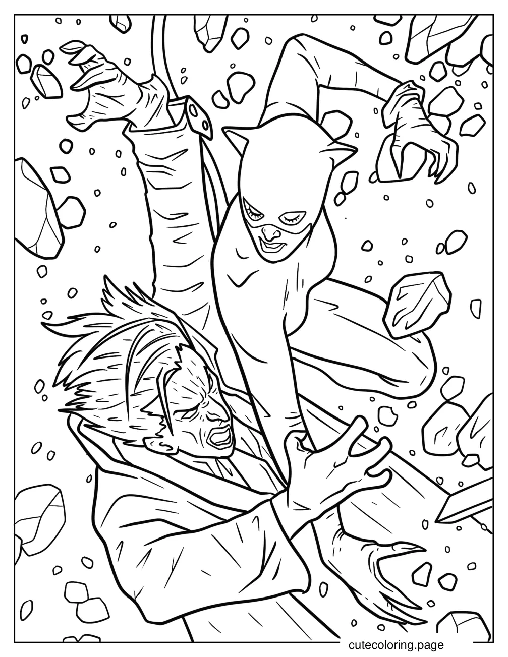 Catwoman Attacking The Joker coloring page