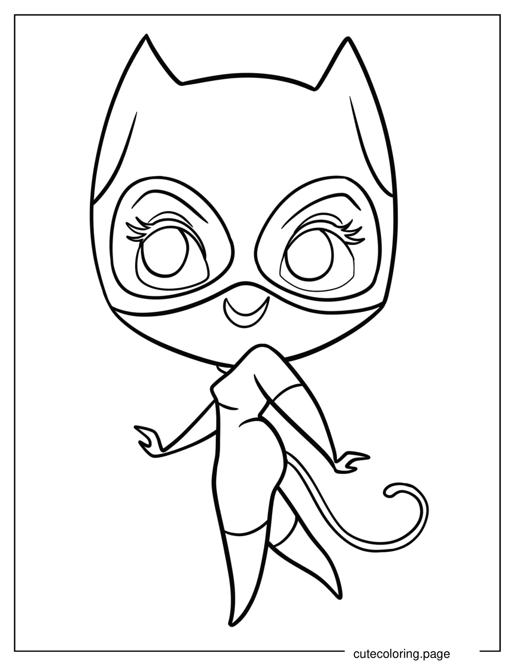 Cute Chibi Catwoman Coloring Page For Preschoolers coloring page