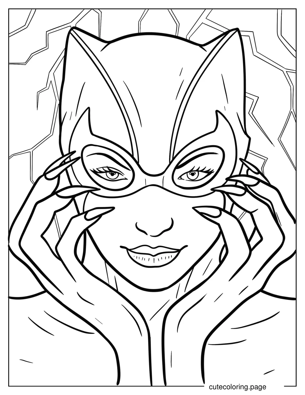 Simple Close Up Of Catwoman Coloring Page For Kids coloring page