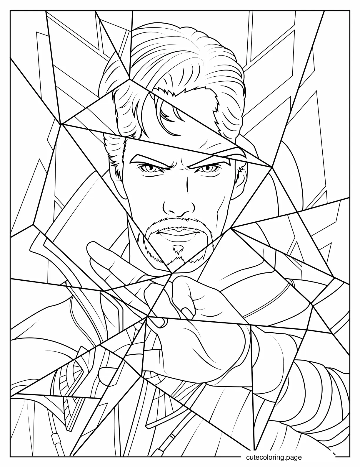 Broken Glass Reflection Of Doctor Strange Coloring Sheet coloring page