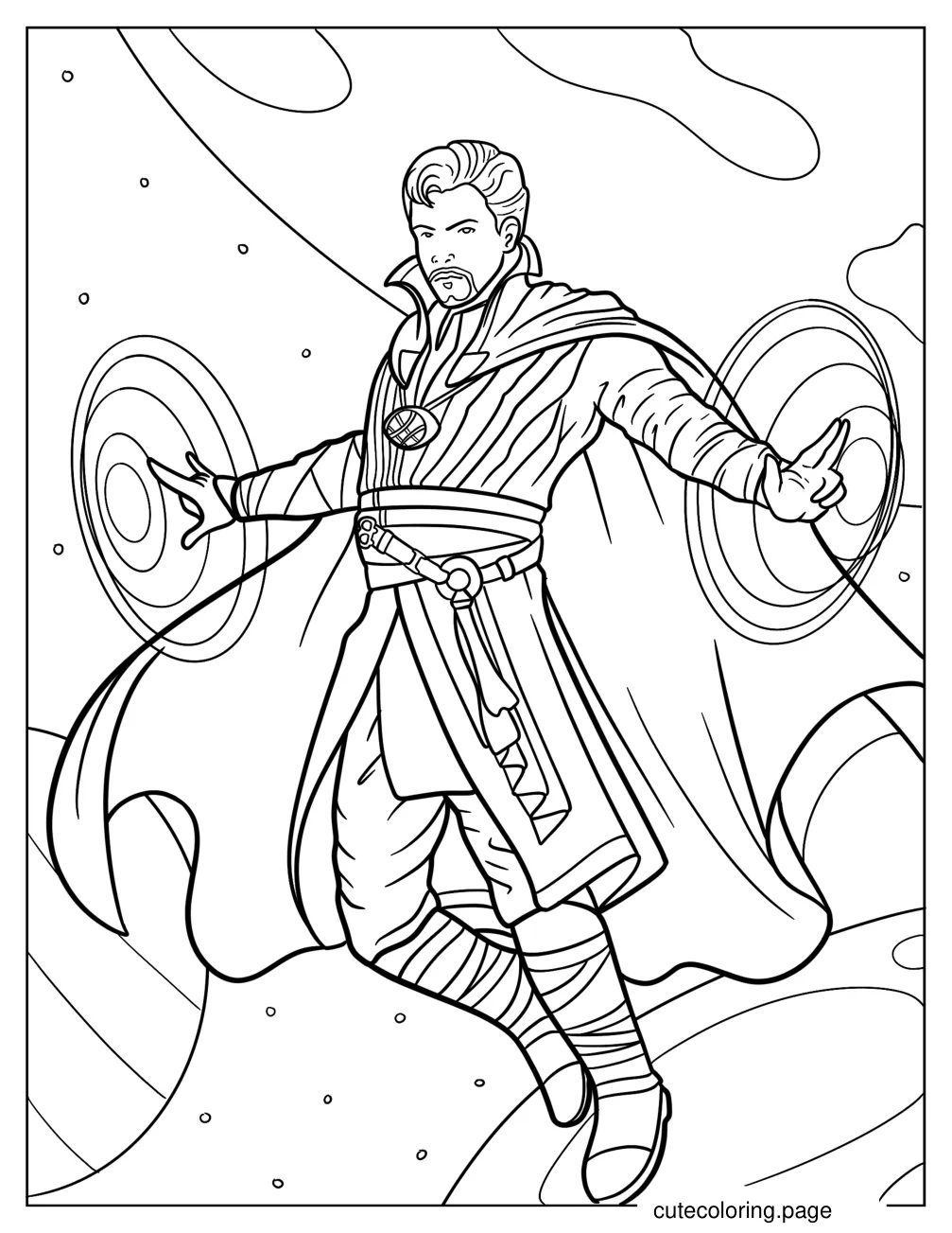 Detailed Doctor Strange Using His Powers Coloring Page coloring page