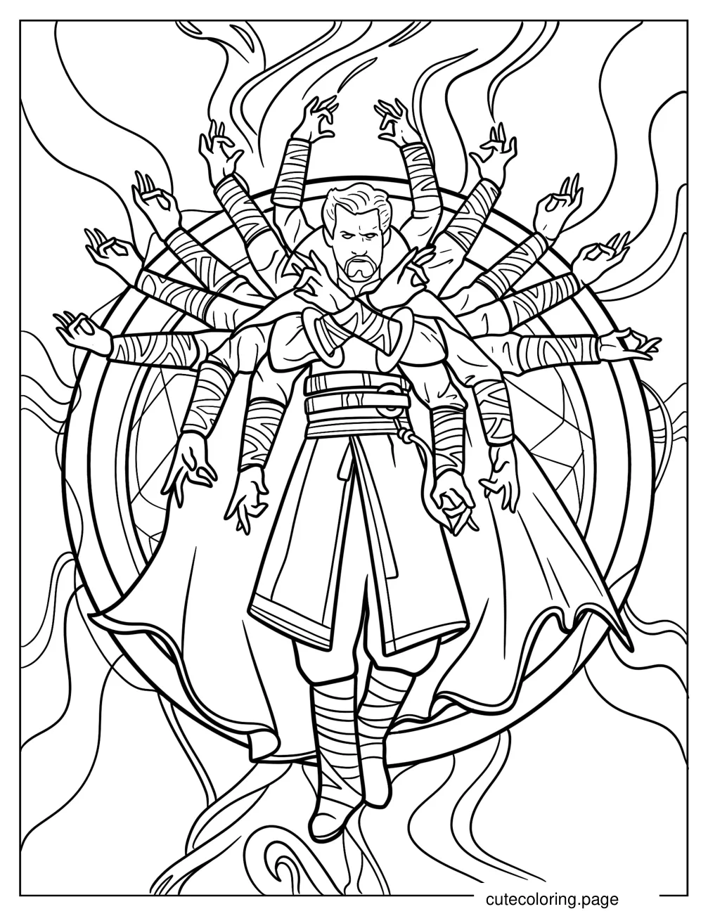 Doctor Strange Using Mystic Arts coloring page