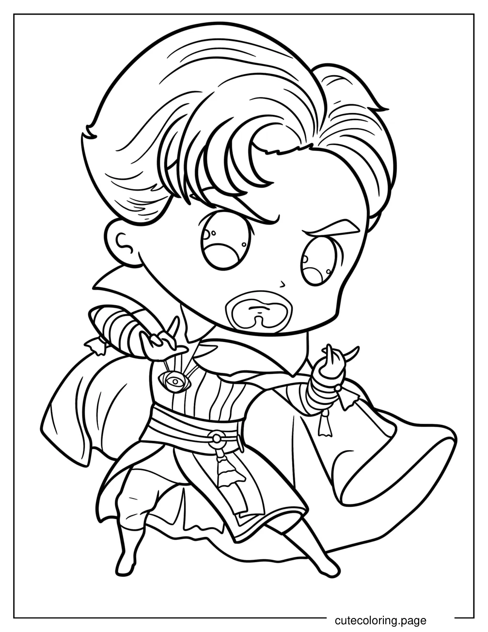 Kawaii Chibi Doctor Strange Coloring Sheet For Kids coloring page