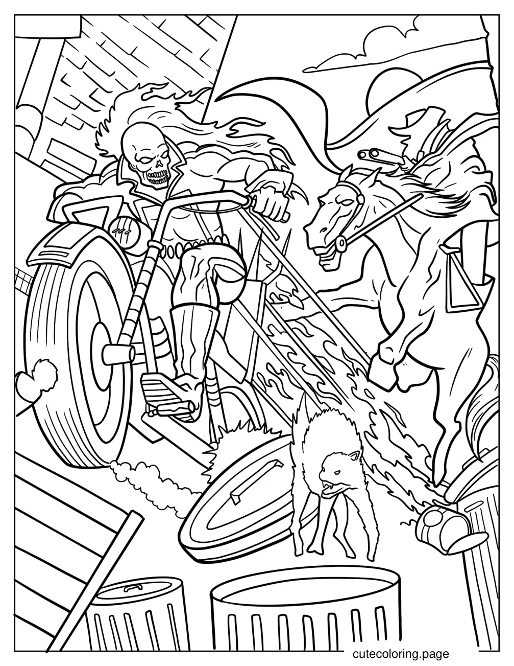 Carter Slade Chasing Ghost Rider Coloring Page coloring page