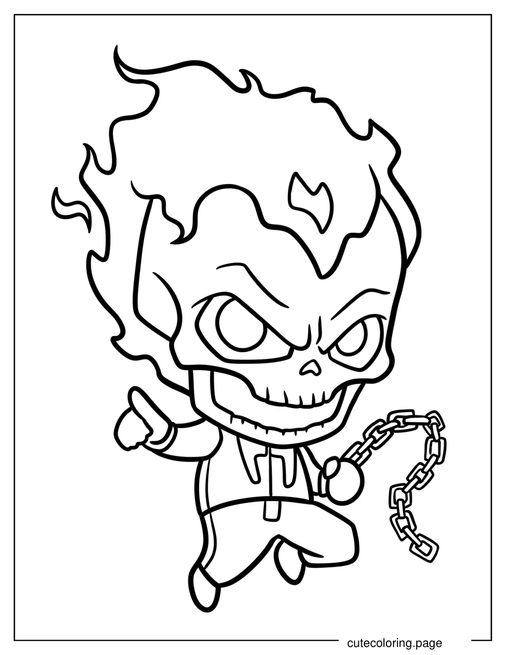 Cute Chibi Ghost Rider Coloring Page For Kids coloring page