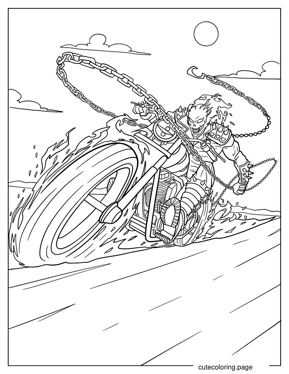 Ghost Rider On Hell Cycle Coloring Page coloring page