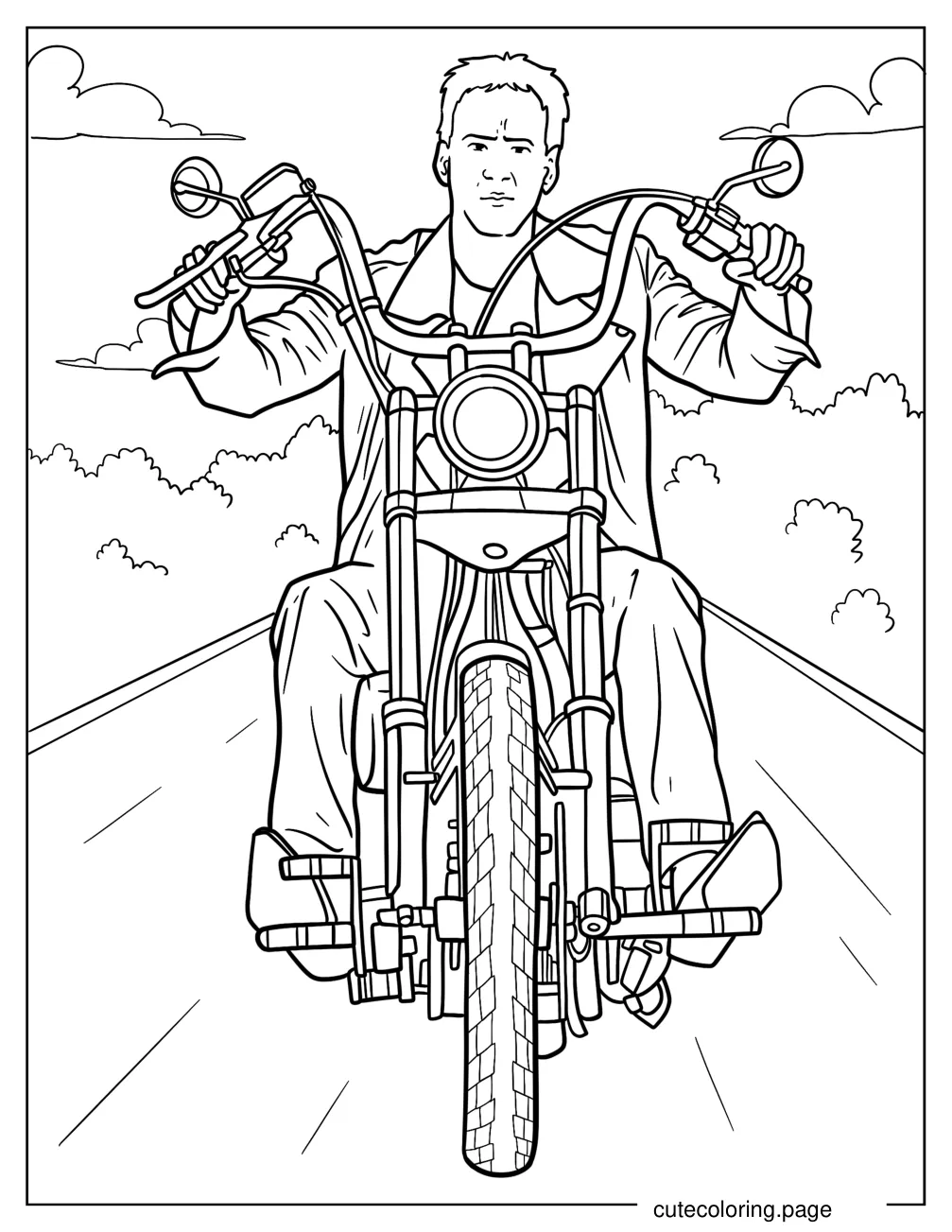 Johnny Blaze On A Motorcycle Ghost Rider Coloring Page coloring page