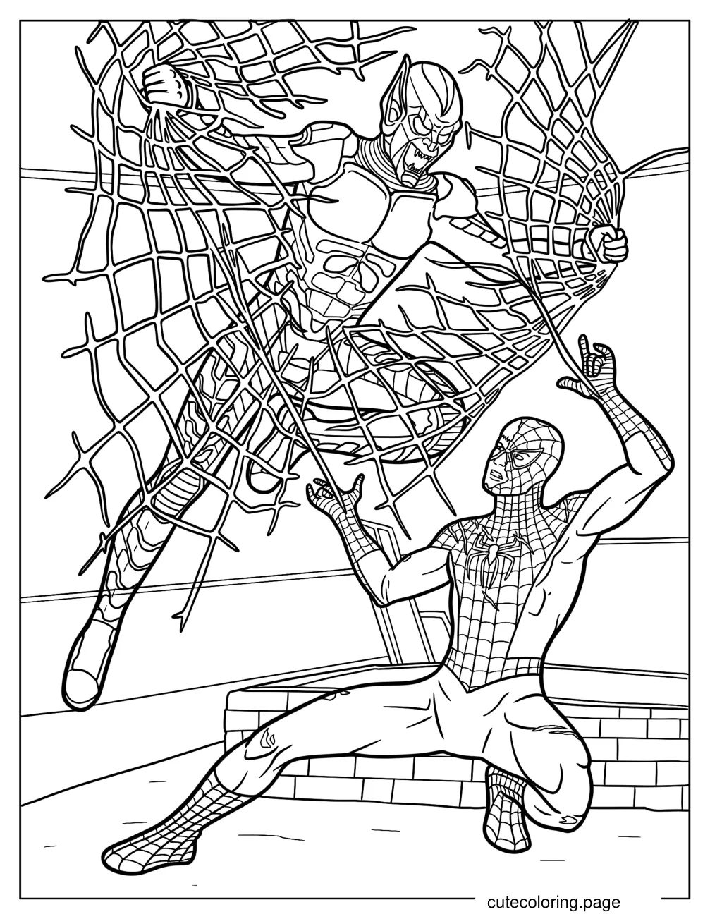 Green Goblin Escaping Spider Man_s Web coloring page