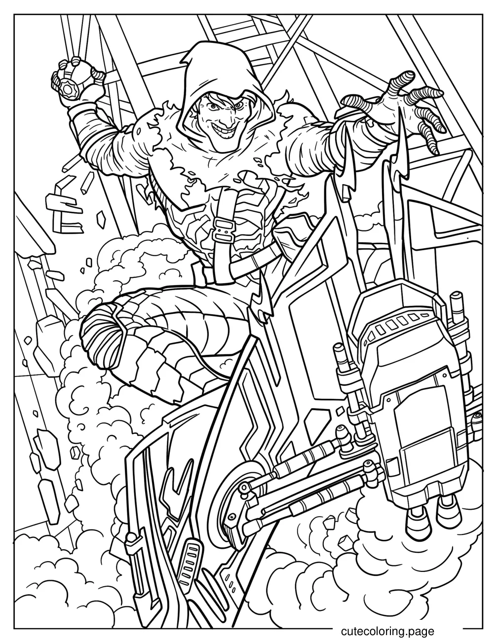 Green Goblin Holding Pumpkin Bomb Coloring Sheet coloring page