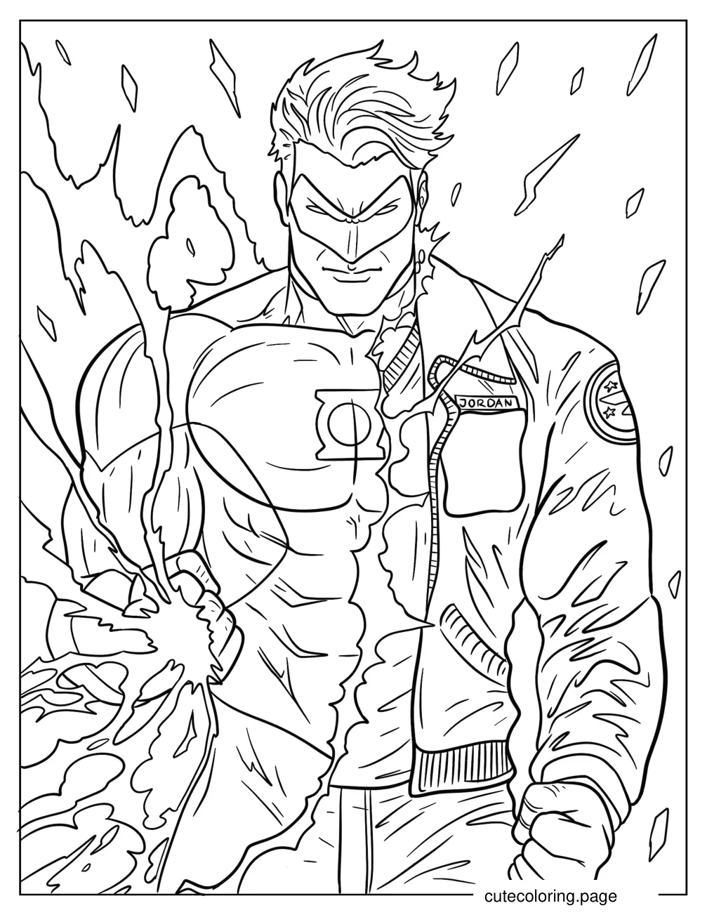 Hal Jordan Transforming Into Green Lantern Coloring Page coloring page