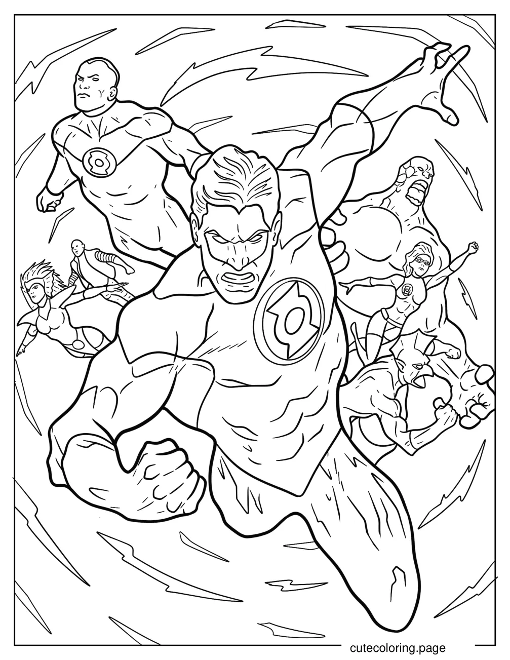 Hal Jordan With Green Lantern Corps Coloring Sheet coloring page