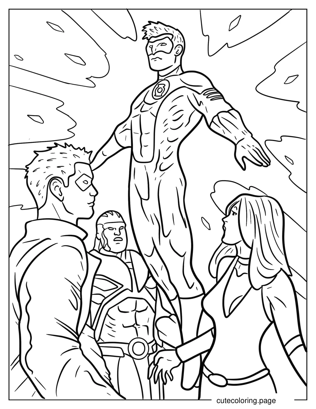 Kyle Rayner Green Lantern Levitating Coloring Page coloring page