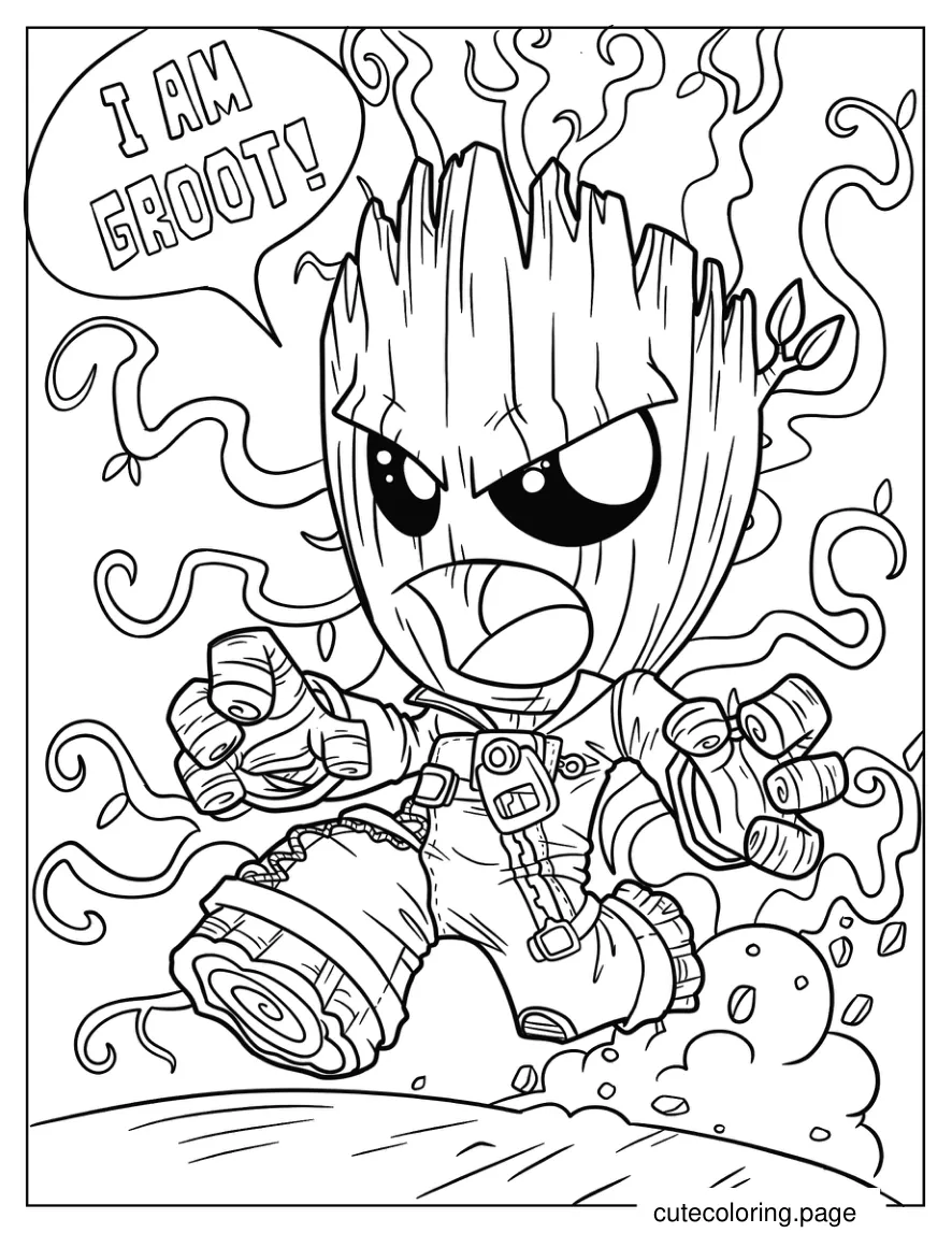 Angry Groot Running Coloring Page coloring page