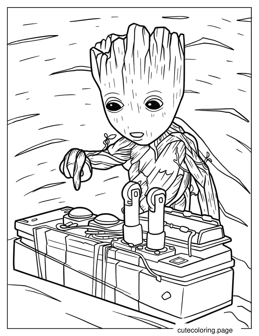 Baby Groot About To Press Button Coloring Page coloring page