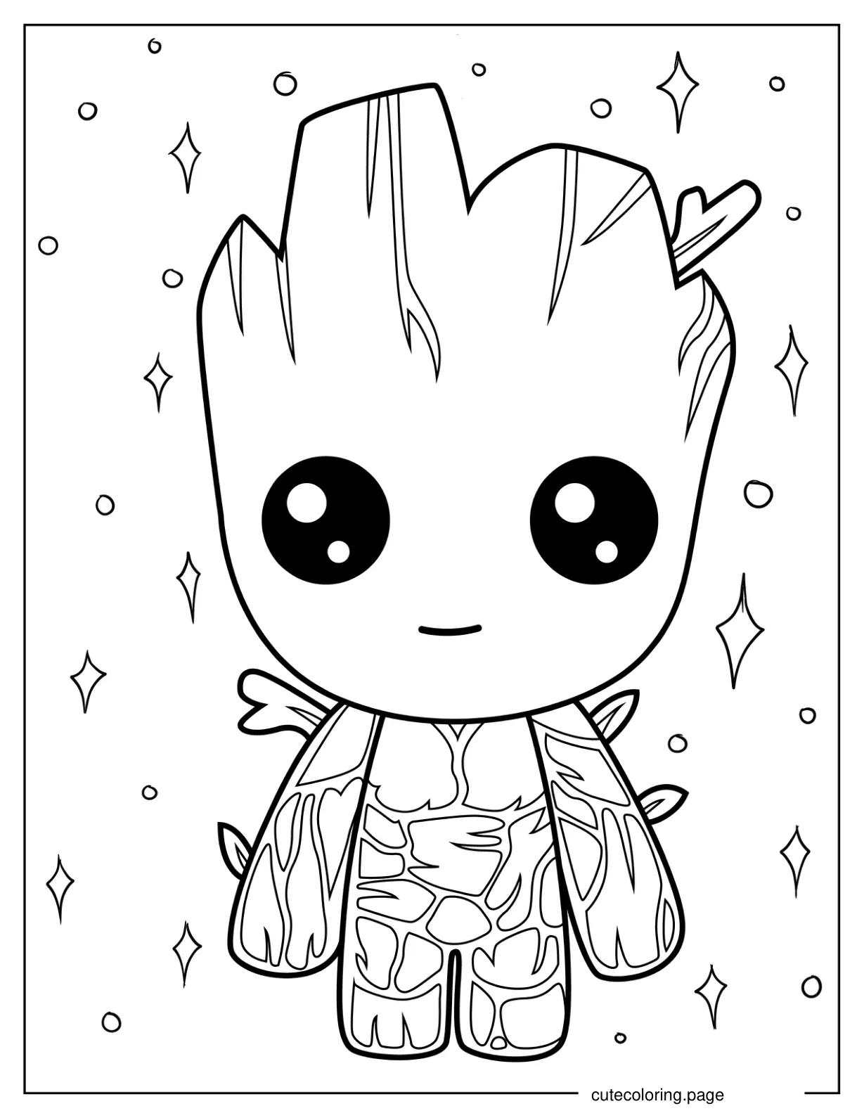 Cute Baby Groot Coloring Sheet For Preschoolers coloring page