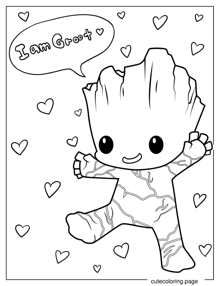 Cute Groot With Speech Bubble Coloring Sheet coloring page