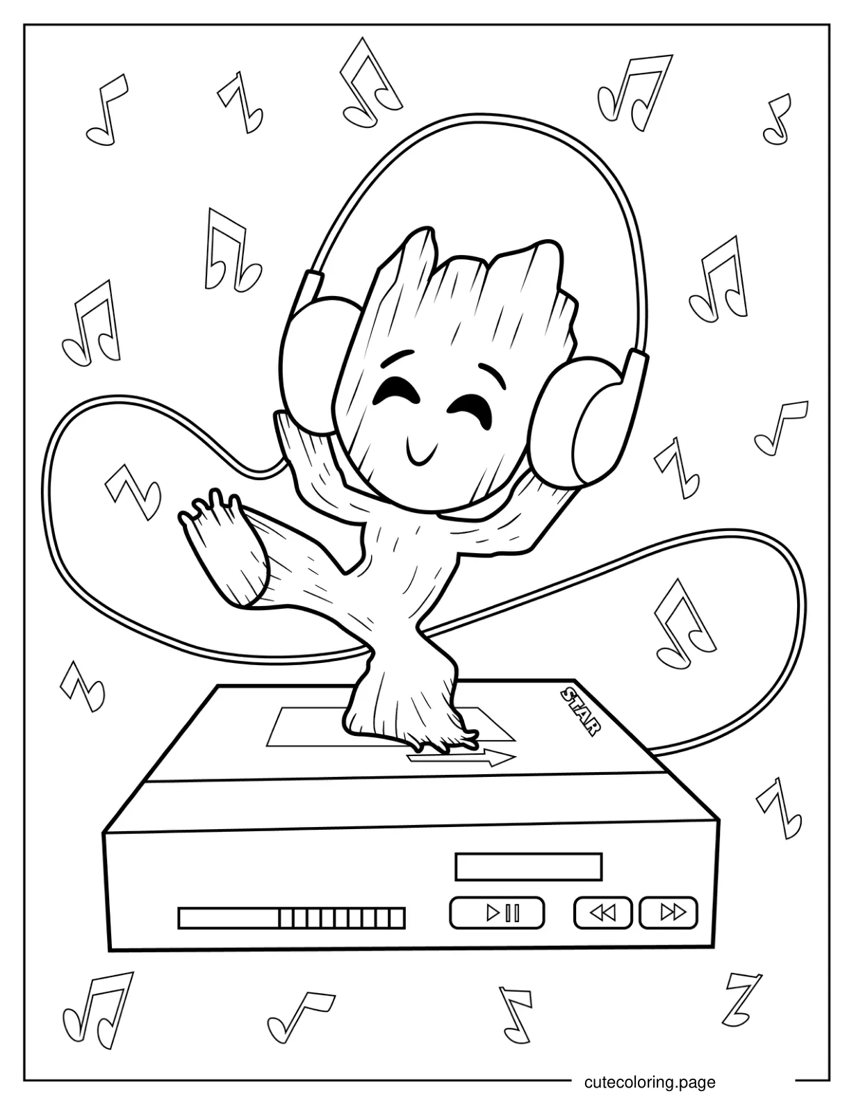 Groot Dancing On Walkman Coloring Page coloring page