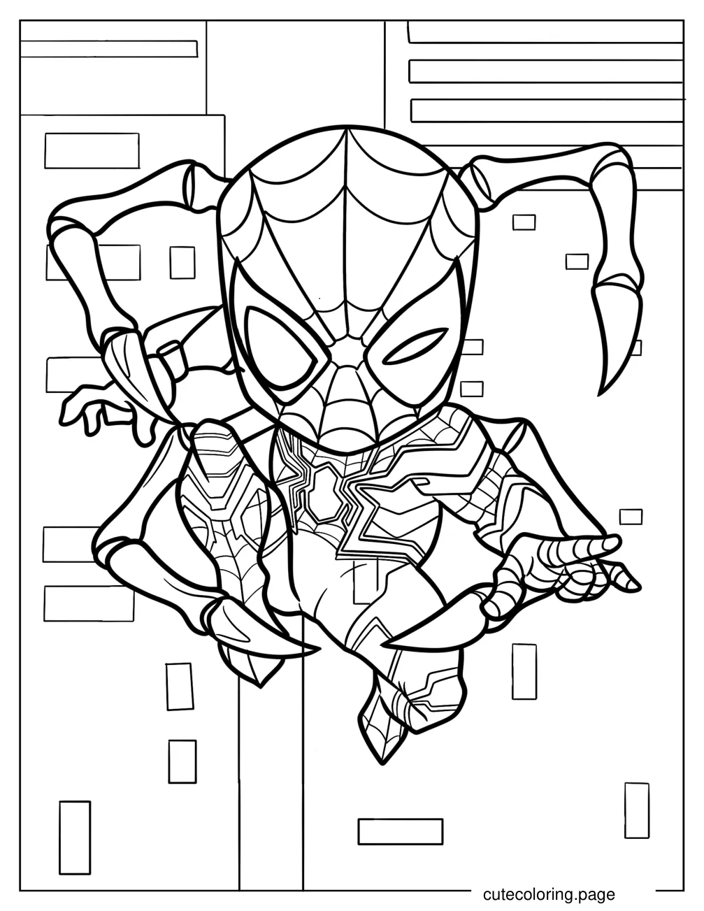 Angry Chibi Iron Spider Man Coloring Page For Kids coloring page