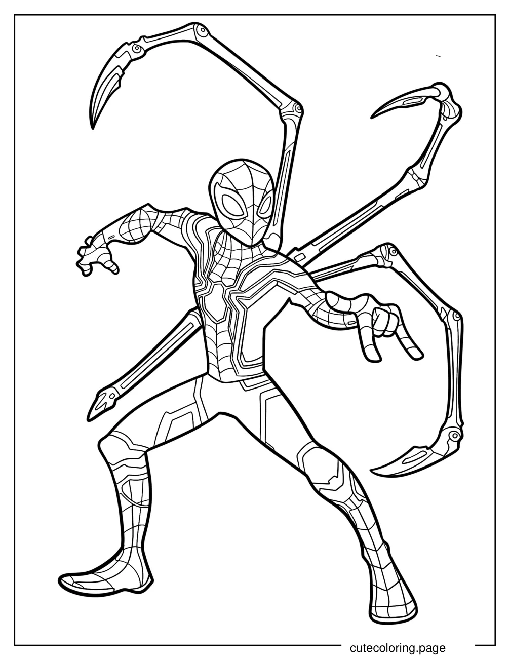 Easy Iron Spider Man Summoning Web Coloring Page For Kids coloring page