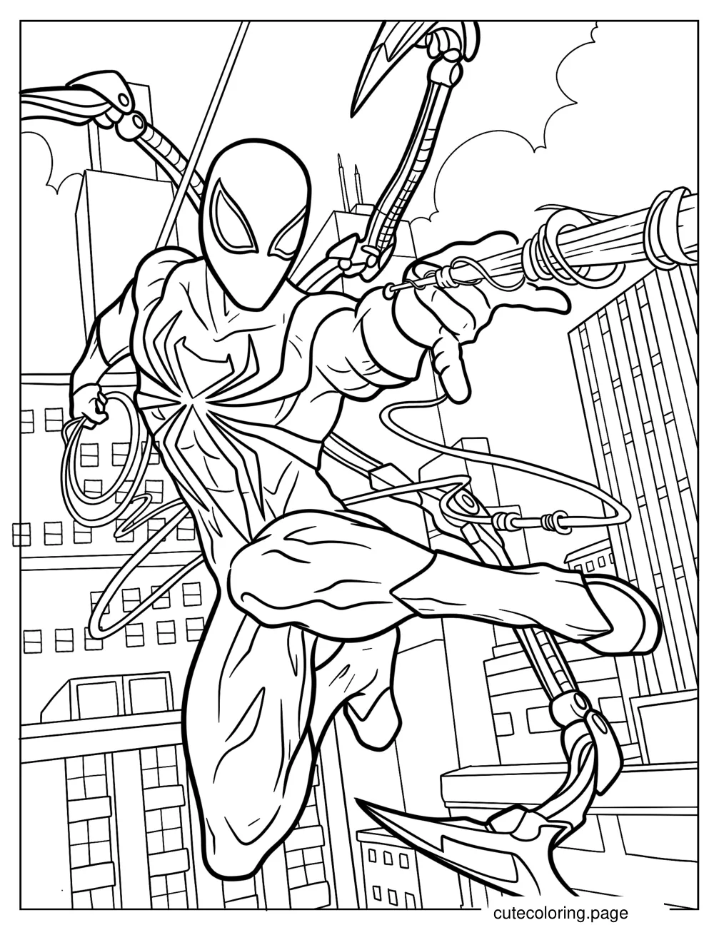 Iron Spider Man Shooting Webs Coloring Sheet coloring page