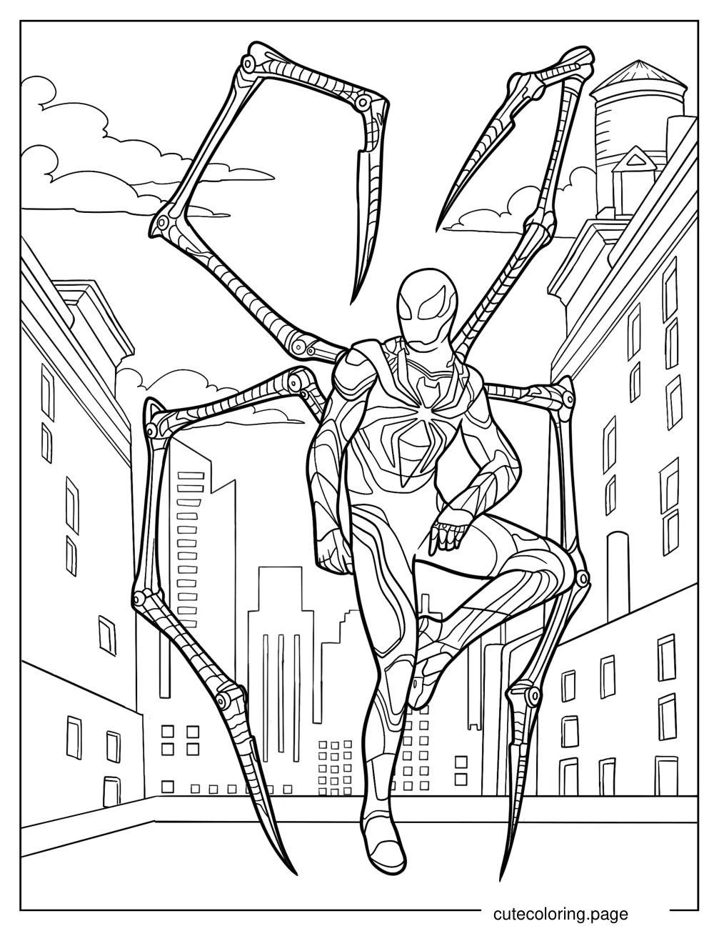 Iron Spider Man Standing On Pincers Coloring Sheet coloring page