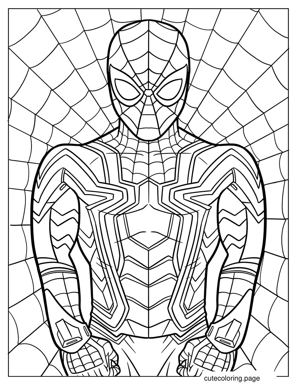 Iron Spider Man With Web Background coloring page