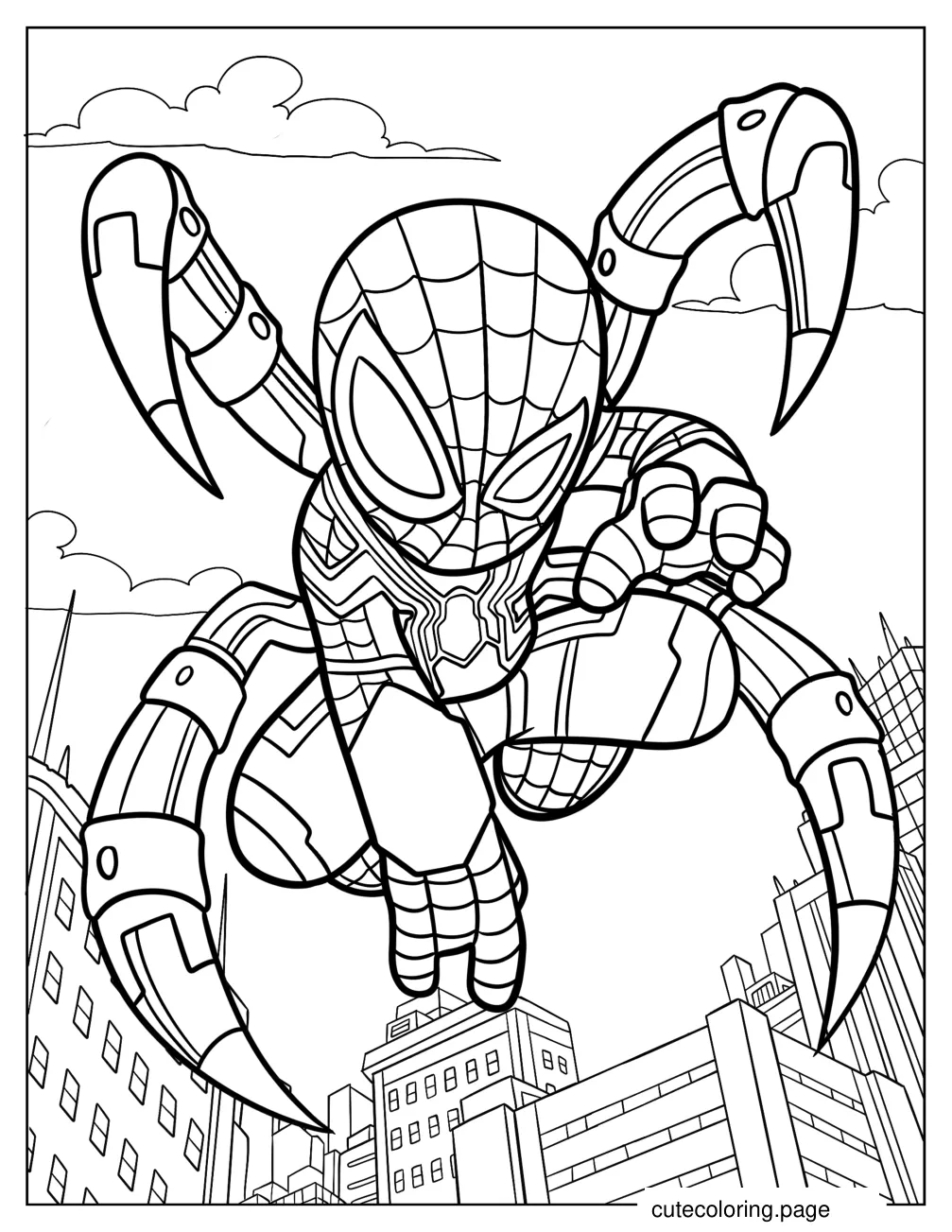 Kawaii Iron Spider Man Coloring Sheet For Preschoolers coloring page