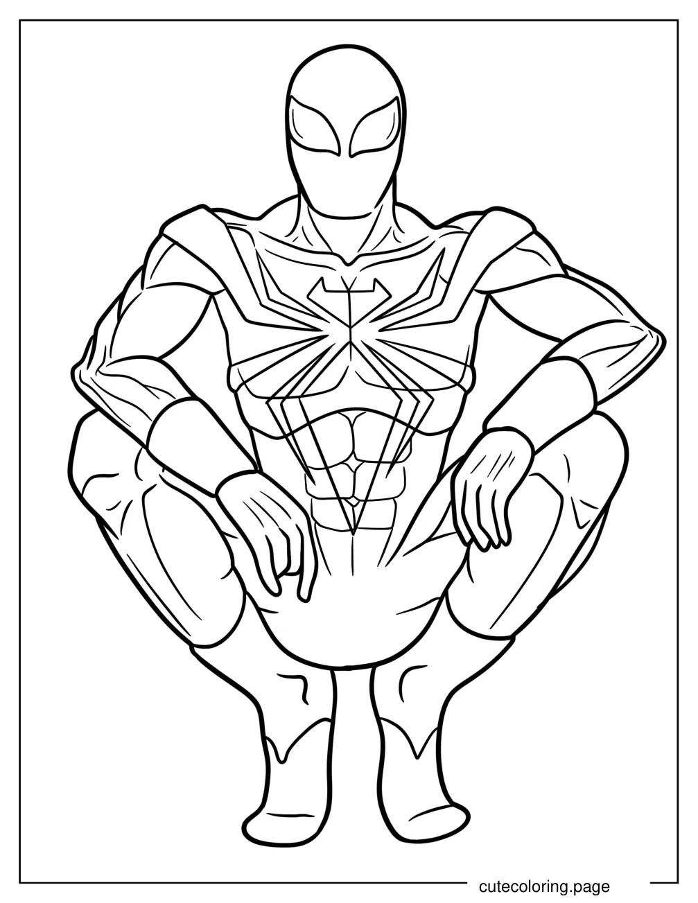 Simple Iron Spider Man Outline Coloring Page For Kids coloring page