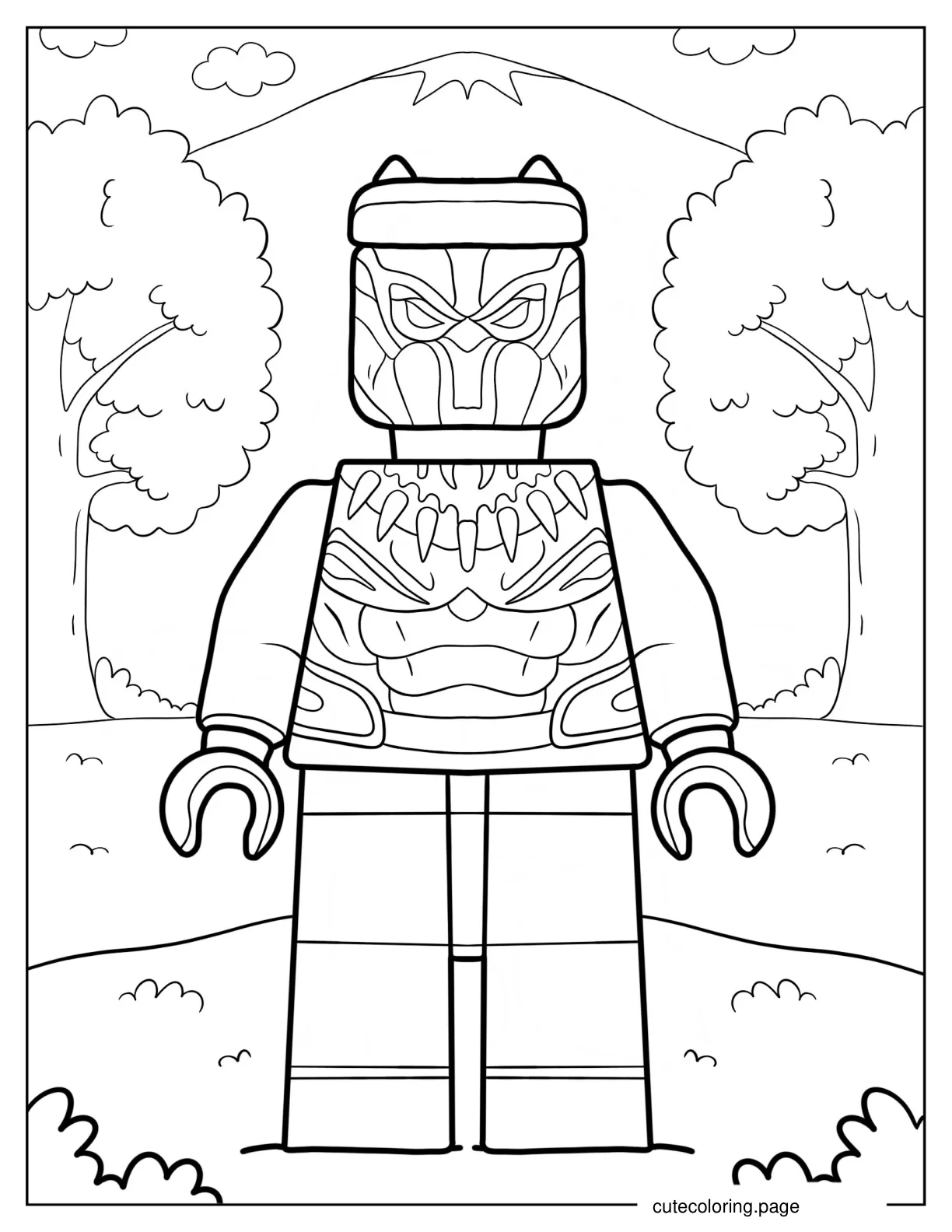 Lego Avengers Black Panther In Forest Coloring Page coloring page