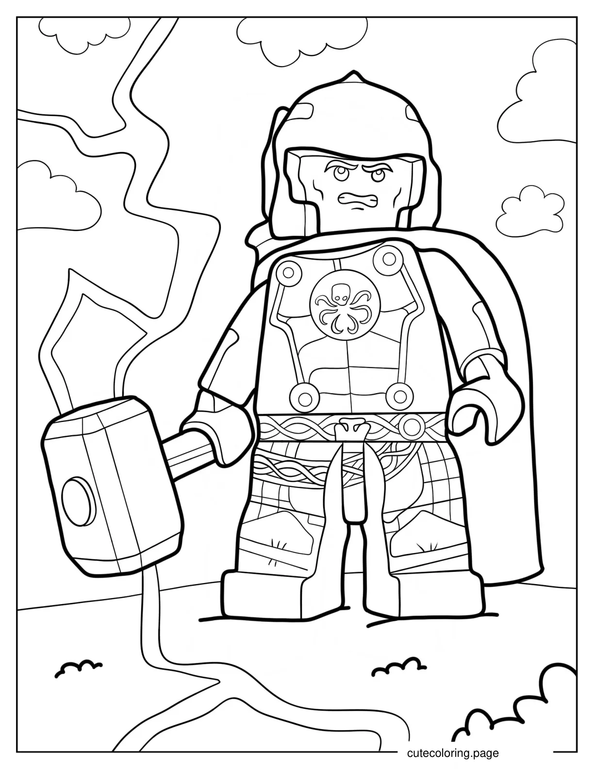 Lego Thor With Hammer Coloring Sheet coloring page