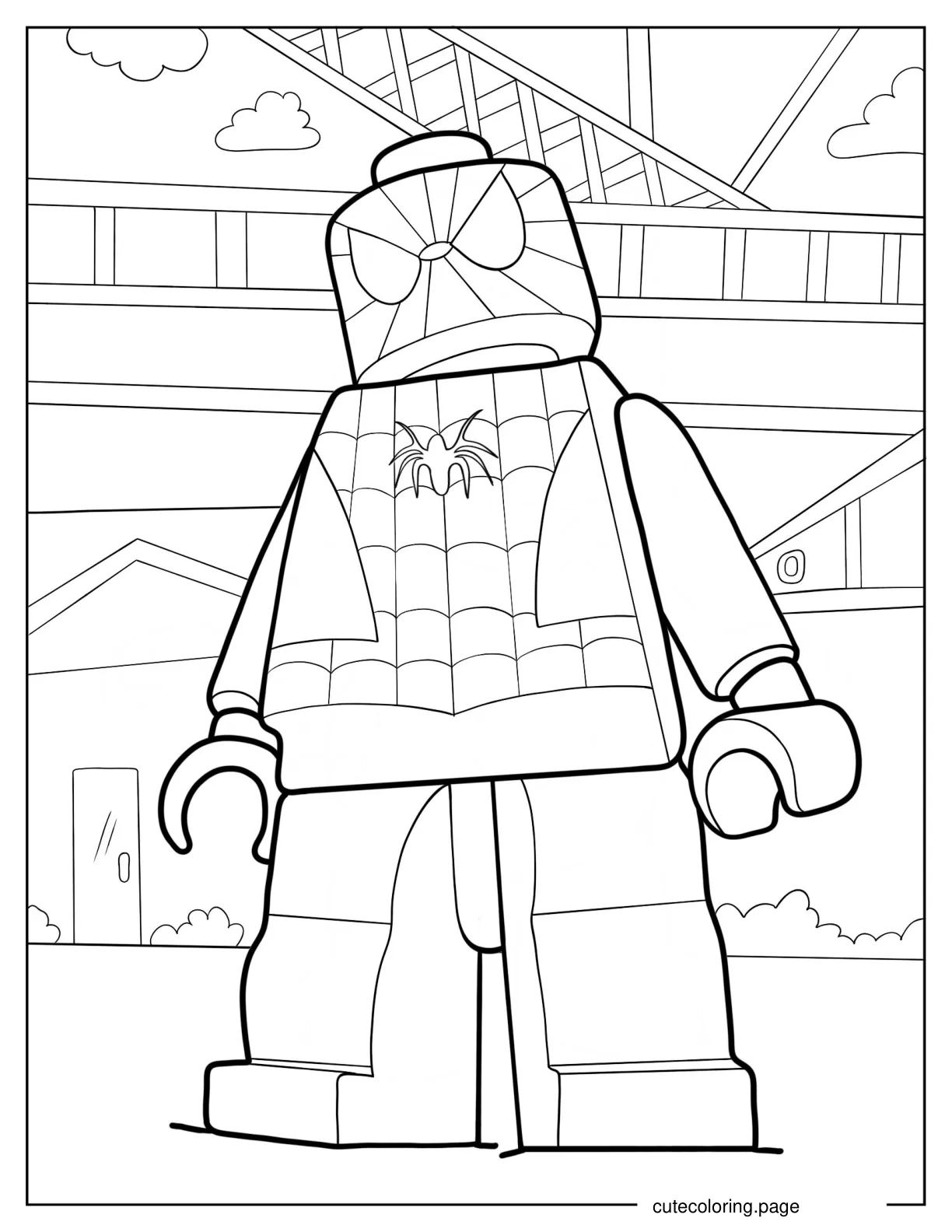 Simple Lego Spider Man Coloring Page For Kids coloring page