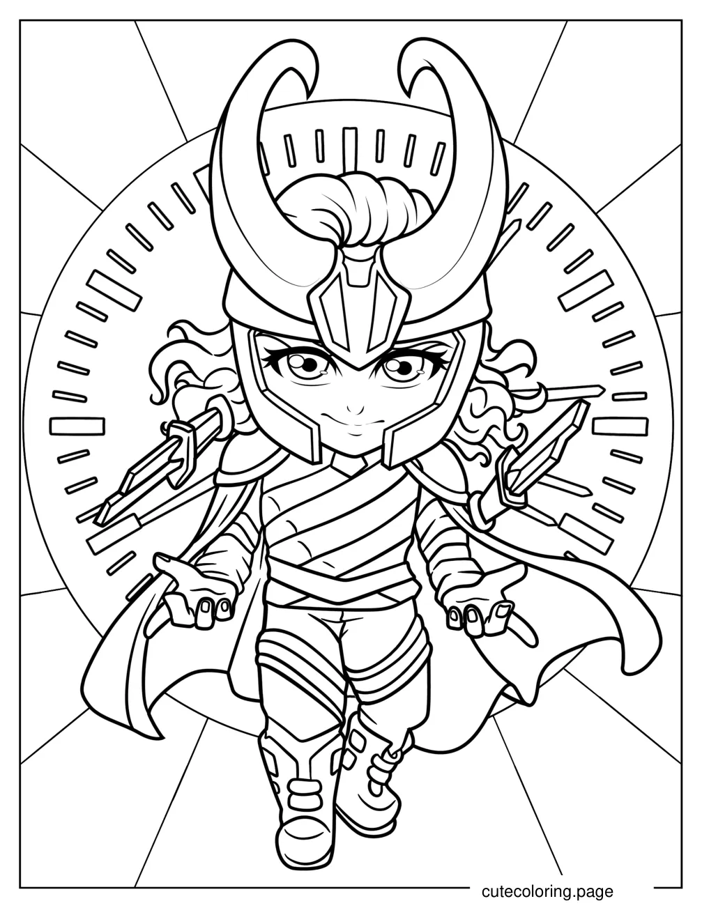 Cute Chibi Loki Coloring Page For Kids coloring page