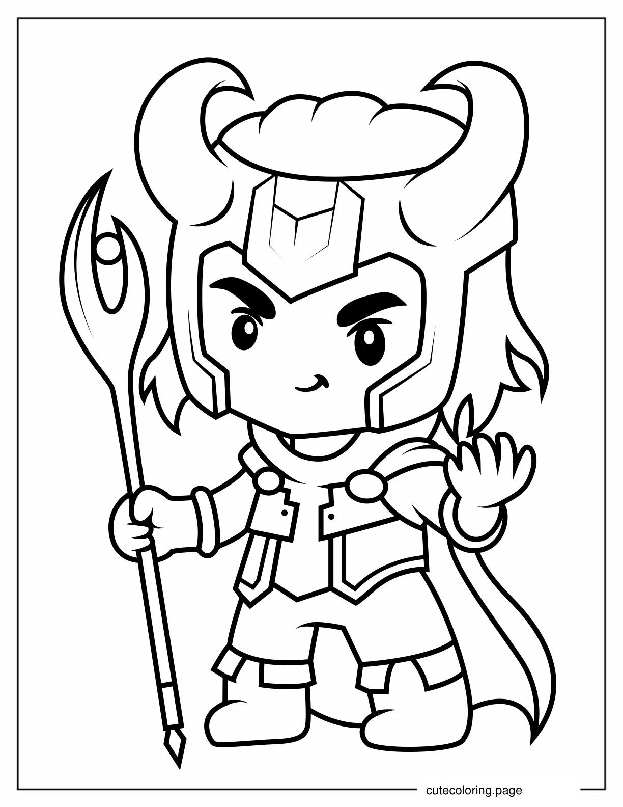 Easy Chibi Loki Smirking Coloring Page For Preschoolers coloring page