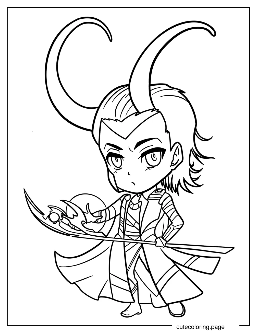 Kawaii Chibi Loki Coloring Page For Preschoolers coloring page