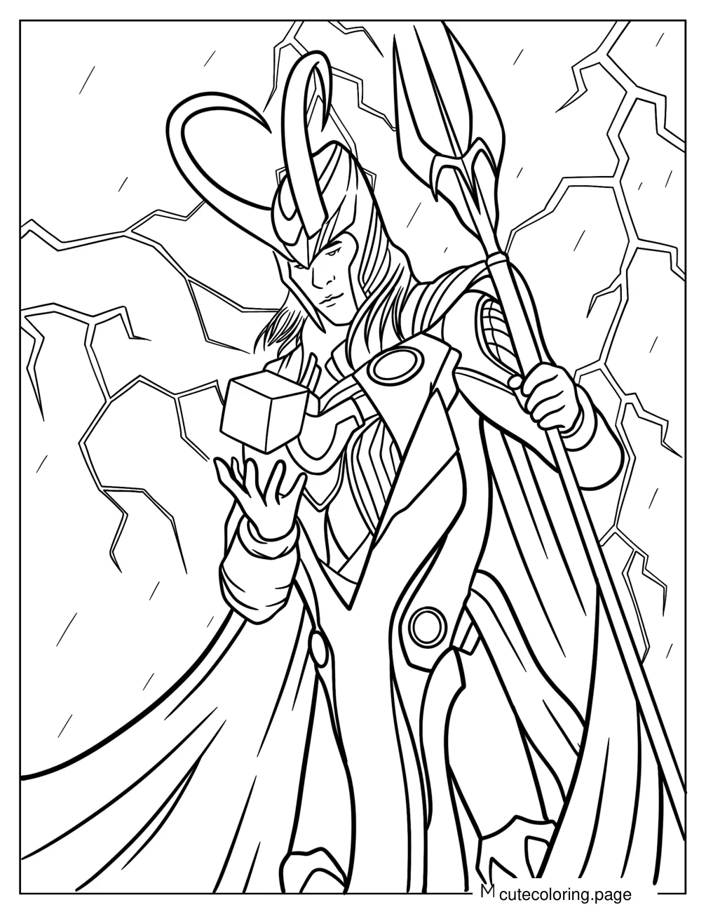 Loki Holding The Tesseract coloring page