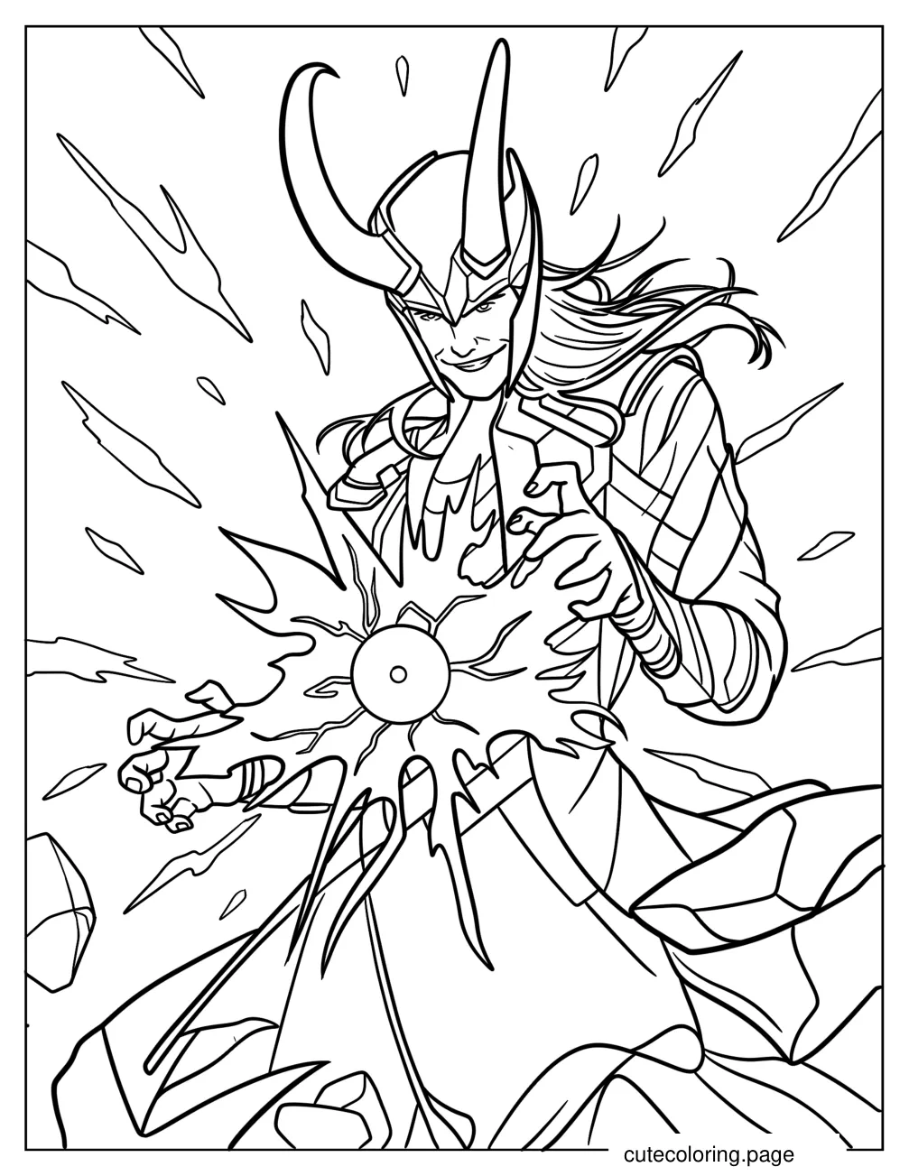 Loki Summoning His Powers Coloring Sheet coloring page