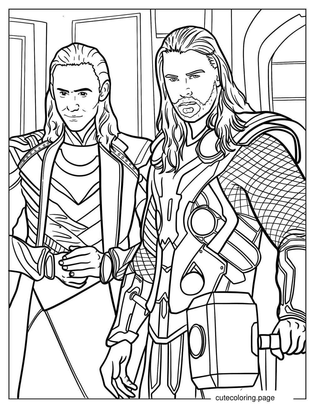 Realistic Loki With Thor Coloring Sheet coloring page