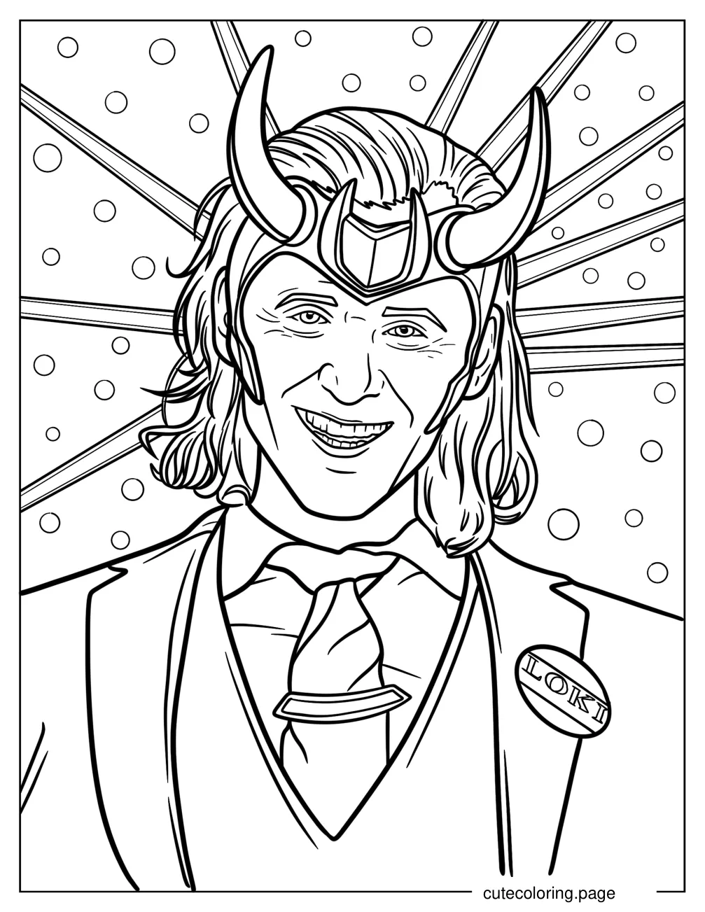 Smiling Loki In A Suit Coloring Page coloring page