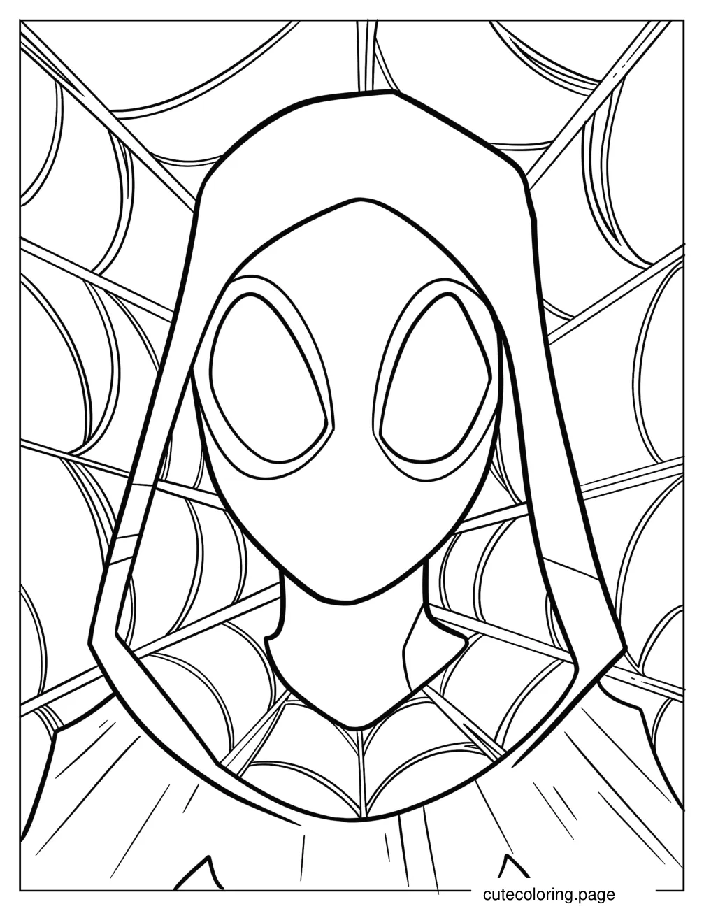 Close Up Of Spider Gwen Coloring Page For Preschoolers coloring page