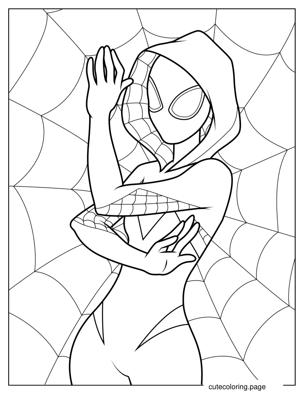 Easy Spider Gwen Coloring Page For Kids coloring page