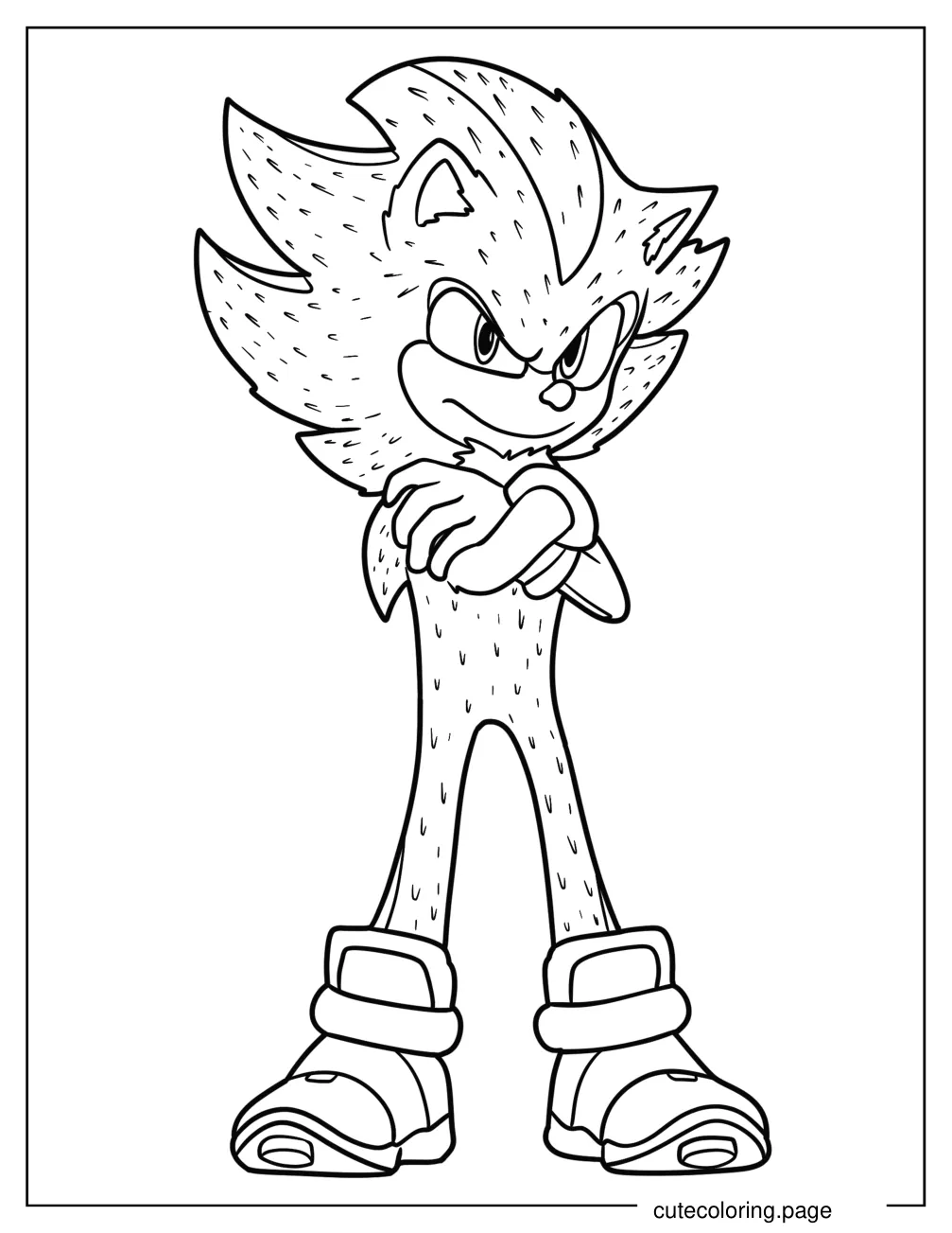 Detailed Super Sonic With Arms Crossed Coloring Page coloring page